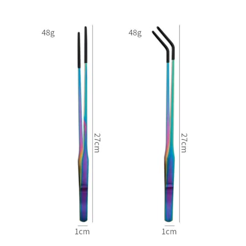 2 Pcs 10.6 Inch Extra Long Reptile Feeding Tongs with Rubber Tips Long Handled Aquarium Tweezers Straight and Curved Tip Tweezers Reptile Terrarium Feeder Tank Enclosure Accessories for Lizards