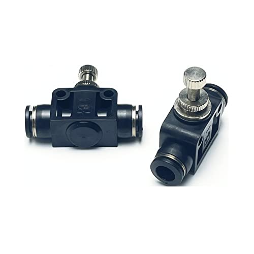 Pneumatic SCF Series 8MM Tube OD Air Flow Control Valve,Union Pneumatic Speed Control Flow Controller SCF-8(Pack of 2) - color: Black, size: 8MM OD