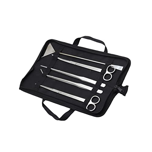 YARNOW 5pcs Aquarium Stainless Steel Maintenance Tool Aquascaping Scissors Tweezers Sand Scraper Canvas Bag for Fresh and Plants Care