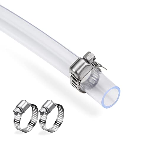 DAVCO 3/4" ID - 50 ft Clear Vinyl Tubing, Low Pressure Flexible PVC Tube, Heavy Duty UV Chemical Resistant Lightweight Plastic Vinyl Hose, BPA Free and Non Toxic, with 2 Stainless Clamps - size: 3/4"ID, style: 50 Feet