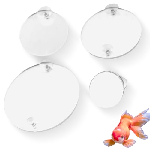 4 Pcs Fish Tank Decorative Mirror Betta Training Mirror Fish for Tank Fish Work Out 4/6/8/10cm Special for Betta Fitness Mirror, with Suction Cups Aquarium Mirror Acrylic Decorative Mirror