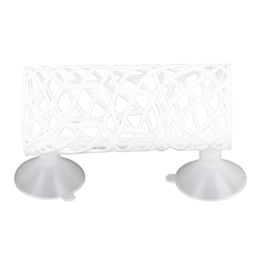 Fish Bed Tunnel, Small Hole Hollow Fish Hideout Resting Tube Premium Craftsmanship Betta House Shrimp Hide with Suction Cup for Aquarium (White) - color: White