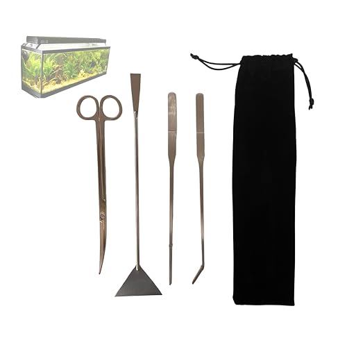 Aquarium Aquascaping Tools, Long Stainless Steel Tweezers Scissors Spatula Aquatic Plants Set for Fish Aquariums Tank and Terrarium. (Silver)