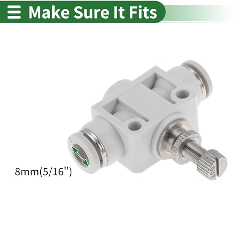 Push to Connect Air Fittings 5/16" Air Flow Control Valve Plastic 5 Pcs White Silver Tone - size: 5/16"