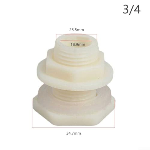 Fitting ABS Adapter for Water Tanks Rain Buckets Secure Seal Connector for Ponds and Aquarium Water Storage Applications (3/4 inch) - size: 7-10 cm