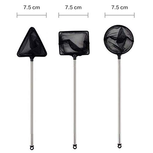 3 Inch Small Aquarium Fish Net with extendable Long Handle for Betta Fish Tank Round - size: Round
