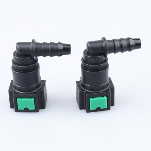 AC PERFORMANCE Fuel Quick Connector Female 5/16" Tube to Male 5/16" Barb for Rubber Hose, 90 Degree, Pack of 2 - color: 90 Degree - Fit for Rubber Hose, size: 5/16" - 2PCS