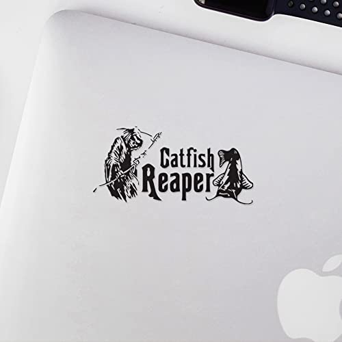 Decal Stickers of Catfish Reaper Fishing #2 (Black) (Set of 2) Premium Waterproof Vinyl Decal Stickers for Laptop Phone Accessory Helmet Car Window Mug Tuber Cup Door - BICVER1570832BLW19Y24 - color: Black, size: 6.8'' x 3.3''