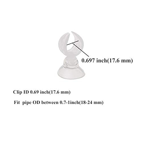 Aquarium Heater Clip Holder Aquarium Tube Clip Suction Cup Clip, 4 Pieces (Clip Inner diam:0.69")