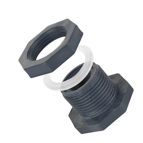 10PCS Bulkhead Fitting 1/2 inch Double Threaded Bulkhead Water Tank Connector PVC Bulkheads Fitting Threaded Thru-Bulk Pipe Fittings for Rain Barrels, Aquariums, Ponds, Water Tanks