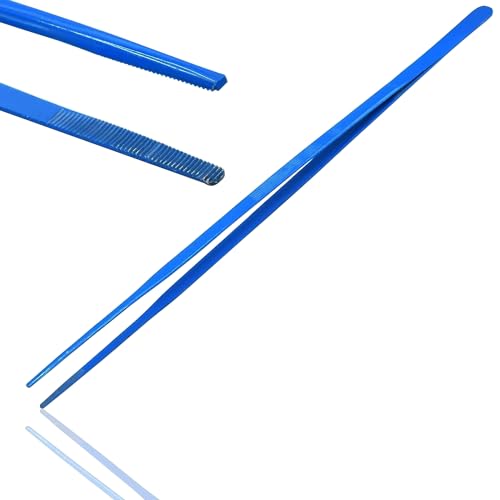 (Huge Jumbo Aquarium Aqua Tweezers) Thumb Dressing Forceps Serrated 24" Long Blue Coated for Educational Use