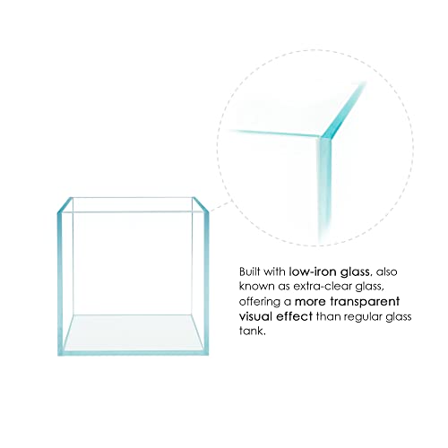 Cube Rimless Frameless Extra Clear All Glass Aquarium, 5mm Low Iron Glass, White Leveling Mat Included, w/Lids Options, Perfect for Fish & Shrimps - size: 4 GAL 9.8x9.8x9.8 in