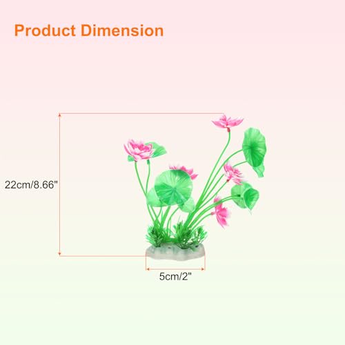 uxcell Aquarium Artificial Plants, 1 Pcs Fish Tank Plants Decorations Accessories Aquatic Ornaments Decor Water Grass, Pink-Green (Lotus Flower) - color: Pink-green