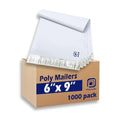 POLYSELLS 1000 pcs 6x9 Inches White x Silver Poly Mailers Shipping Envelopes, Strong Adhesive Sealing, Waterproof, and Tear-resistant Postal Mailing Bags for Clothing, Books, and Accessories - size: 6"x9" 1000 PCS
