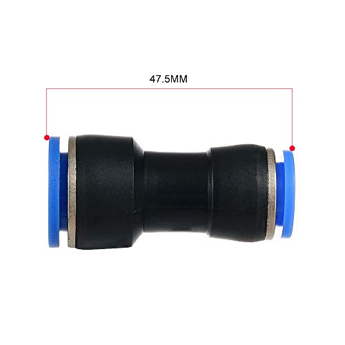 Metalwork Plastic Push to Connect Straight Union Pipe Tube Reducer Fitting, 8mm OD x 4mm OD, Reducing Coupler Straight Pneumatic Connector (Pack of 10) - size: 8mm x 4mm