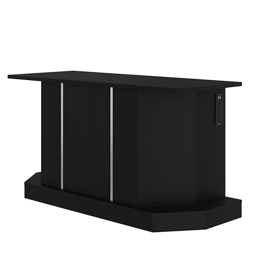 JIJIWANG 55-75 Gallon Fish Tank Stand with 4AC 2USB Outlet, Heavy Duty Aquarium Cabinet, 880LBS Capacity for Turtle Tank Reptile Terrarium, Black - color: Black, size: 47.64"L x 14.17"W x 28.7"H