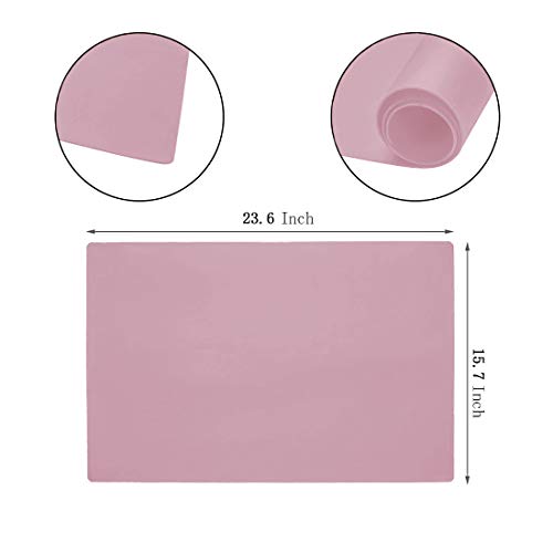 23.6'' by 15.7''Flexible Silicone Placemat Non Slip Waterproof Heat Resistant Dinner Table Mat (Light Pink-2 Pcs) - color: Light Pink-2 Pcs