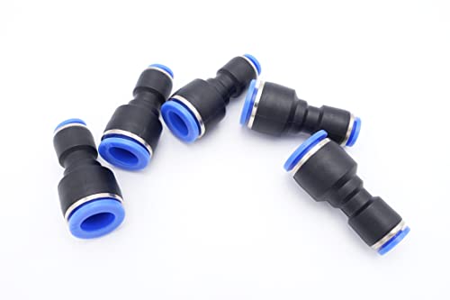 Push to Connect Fitting 3/8" Tube OD x 3/16" Tube OD Reducer, Pneumatic Air Water Straight Union Two Way Connector/Coupler (Pack of 5) - size: 3/8 inch - 3/16 inch