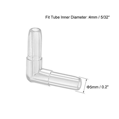 uxcell Aquarium Air Valve Connector Plastic Inline Tubing L-Shaped Valves for 4mm Fish Tank Pond Air Line 20pcs
