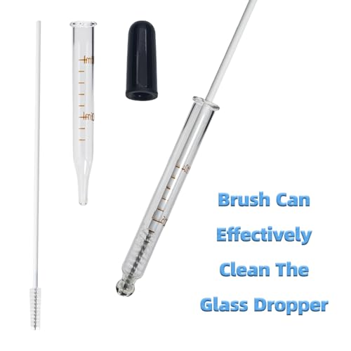 Zkupanx 6 PCS 1 mL Glass Eye Droppers with Clean Brush for Essential Oils, Lab, Health Care, Crafts - Glass Dropper, Eye Dropper, 1mL Pipettes Dropper, Medicine Dropper - size: 1mL Glass Dropper Kit