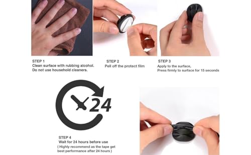 OHill Desk Cable Management Cord Organizer, 24 Pack Black Self Adhesive Cord Holder Cable Clips, Ideal Cable Organizer Wire Keeper for Desk, Nightstand, Phone Charger, Computer, Home, Office, Car - color: Black, size: ‎24-Pack