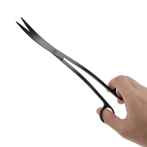 Stainless Steel Aquarium Scissors, Wave Design, Professional Aquaplant Maintenance Tool, Black, 1 Pcs