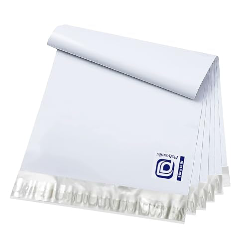 POLYSELLS 100 pcs 9x12 Inches White x Silver Poly Mailers Shipping Envelopes, Strong Adhesive Sealing, Waterproof, and Tear-resistant Postal Mailing Bags for Clothing, Books, and Accessories - size: 9"x12" 100 PCS