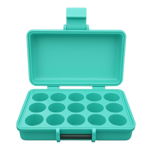 3D Printed Vial Storage Case - Waterproof 3ml Vial Storage Case with 15 Slots - Freezer Safe Hard Shell Essential Oil Case for Home, Fridge, Travel, 16mm Max Diameter, 35mm Max Height - color: Arctic Teal, size: 15 Slots