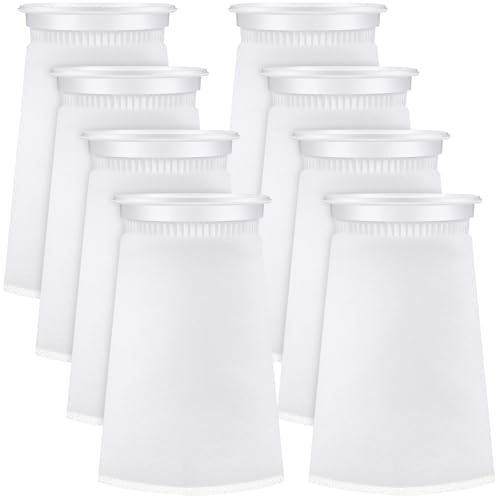 Jecery 8 Pcs 4 Inch Aquarium Filter Socks, 200 μm Ring Felt Filter Bags 4 x 8 inches Sump Socks for Saltwater Aquarium Fish Tank Freshwater - size: 4 x 8 inches