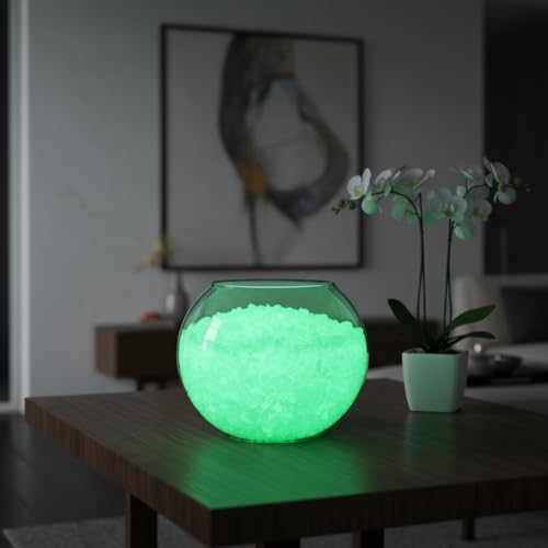 Shiny Stone Glow in The Dark Aquarium Neon Gravel Sand, Decorative Rocks for Fish Tank and Fairy Garden, Home Dec,305g/0.67lbs (3-5mm, Yellow Green) - color: Yellow Green, size: 3-5mm