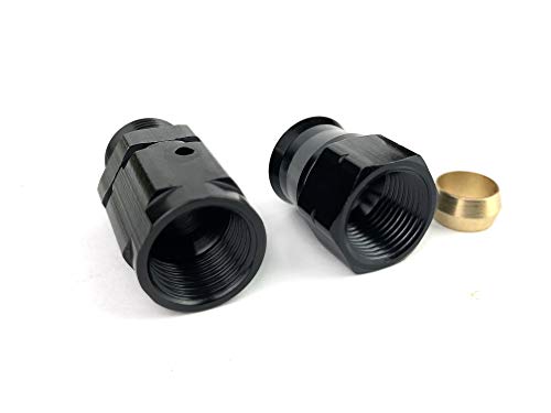 -6AN Female to 3/8" Tubing Adapter Fuel Hardline Tube Fitting, 6 AN Female to 3/8 inch Hard Line Connector Aluminum Black Anodized - size: 6AN to 3/8