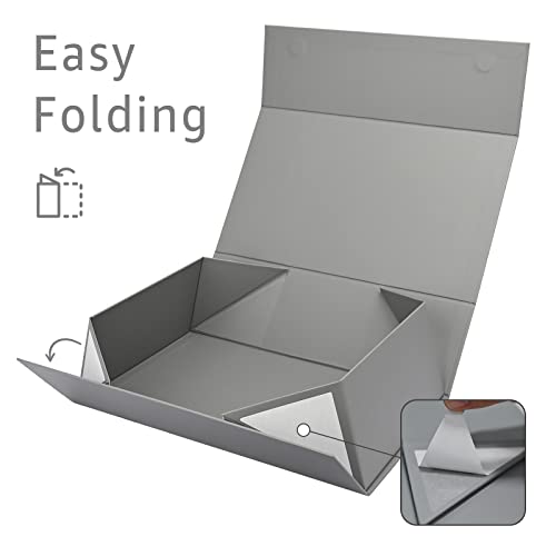LIFELUM Large Gift Box,13.85 x 8.35 x 4.45 inch Grey Gift Box Set of 5 with Magnetic Lid for Presents with Ribbon,Card,Shredded Paper Filler Gift for Mom Valentine's Day,Christmas Presents - color: Grey, size: 1 count (Pack of 5)