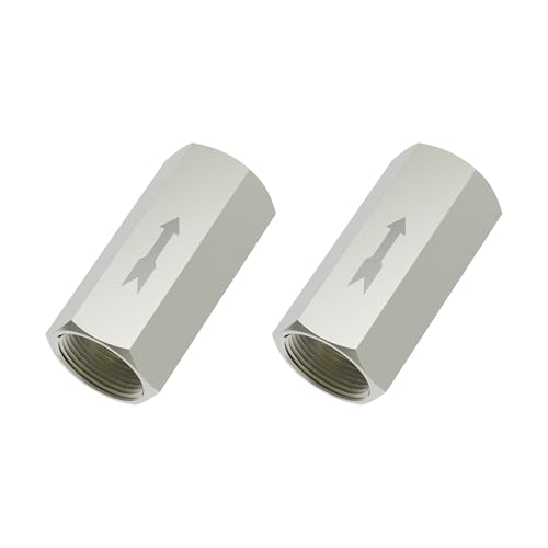 2PCS Air Check Valve, 3/8 PT Nickel-Plated Brass Copper Non Return One Way Air Check Valve, Female Threaded Full Port - size: 3/8 PT