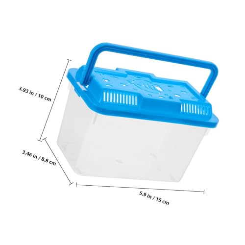 Portable Small Turtle Tank with Lid, Plastic Aquarium Terrarium for Reptiles and Betta Fish, Medium Blue Fish Breeding Box with Handle for Travel and Pet Transport