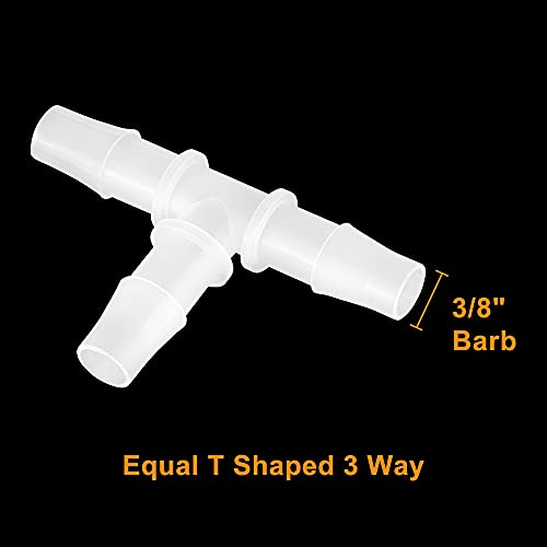 Feelers 3/8" Plastic Hose Barb Tee Fitting 10 Pack, Equal Barbed T-Shaped 3-Way Connector, Tube Splicer Union Adapter for Air Line, Fuel Line, Water Hose - size: 3/8 Inch, style: 10pcs-T Shaped