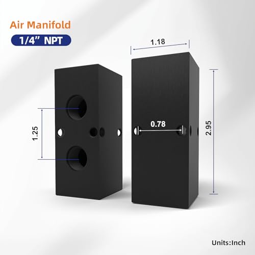 1/4 NPT Air Compressor Manifold, Line Hose Splitter 2 way 4 port Pneumatic Manifold Air Distribution Block with Accessories - style: 2 Way 4 Ports