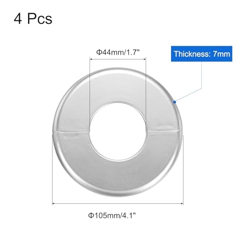 uxcell 4pcs Wall Split Flange 105mm / 4.1" OD Escutcheon Plate ABS Round Self-Adhesive Plumbing Cover Plates for 44mm / 1.7" Dia Water Pipe Faucet Decoration Accessories, Silver - color: Silver, size: 44mm
