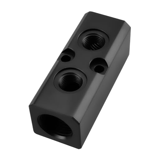 Air Manifold, 2 Way 4 Port Air Compressor Manifold, Air Hose Inline Manifold Block Splitter, Pneumatic Manifold Air Distribution Block, NPT 1/2 Inch Supply Port, NPT 1/4 Inch Output Port(BLACK) - size: 1PSC 2 Way 4 Port（Black）