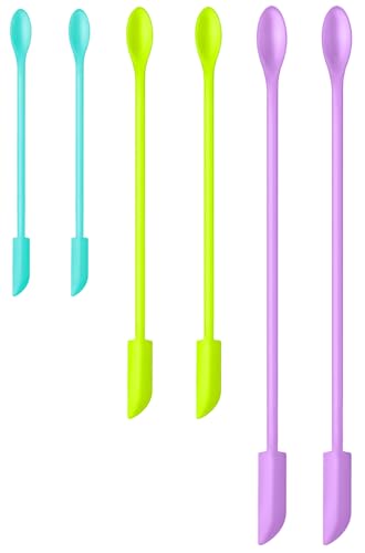 Silicone Spatula Set (6Pcs) - Mini Scraper Tool for Beauty & Food - Reach Every Last Drop, Multi-Size Spatulas for Makeup Jars, Lotion Bottles & Kitchen Containers (Color #4) - color: Color #4