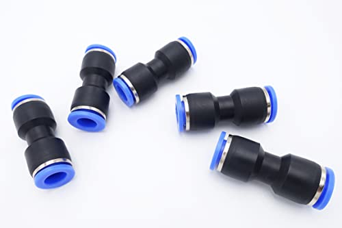 Push to Connect Fitting 3/8" Tube OD, Pneumatic Air Water Straight Union Two Way Connector/Coupler (Pack of 5) - size: 3/8 inch - 3/8 inch