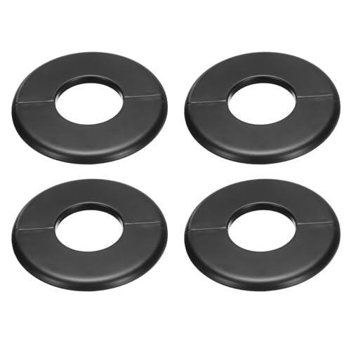 uxcell 4pcs Wall Split Flange 105mm / 4.1" OD Escutcheon Plate ABS Round Self-Adhesive Plumbing Cover Plates for 44mm / 1.7" Dia Water Pipe Faucet Decoration Accessories, Black - color: Black, size: 44mm