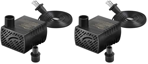 Simple Deluxe 80 GPH Submersible Pump with Adjustable Intake & 6' Waterproof Cord for Hydroponics, Aquaponics, Fountains, Ponds, Statuary, Aquariums & more, Black (Pack of 2) - size: 80GPH-Standard-Pack of 2