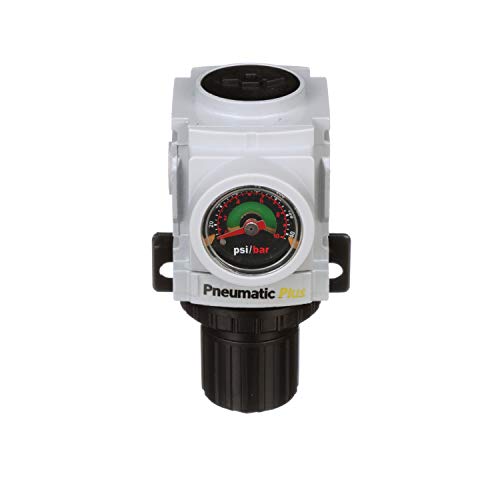 PneumaticPlus PPR2-N02BG Miniature Compressed Air Pressure Regulator 1/4" NPT - Embedded Gauge, Bracket - size: 1/4" NPT