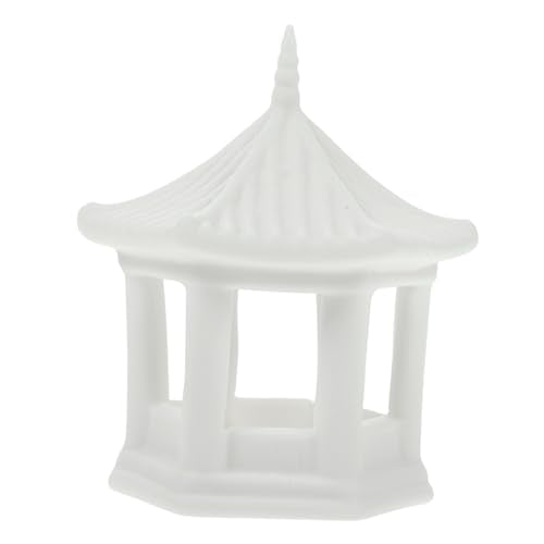 HANABASS Hexagonal Pavilion Ornament 2.79X2.44X2.16In Miniature Ceramic Pavilion Statue for Fish Tank Decor Aquarium Decoration Zen Garden Accessories and Desktop Ornament