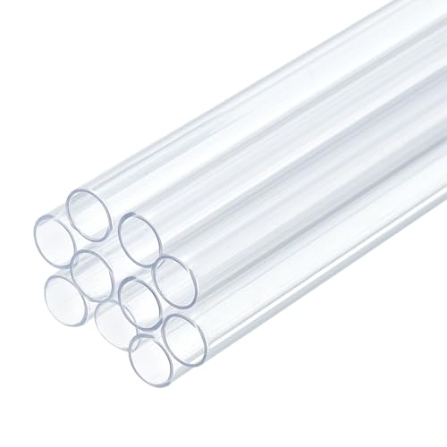uxcell 10 Pcs Clear Plastic Rigid Tubing 6mm ID x 7mm OD, 0.5 Meters Length Round Polycarbonate Tubing for Aquarium Water Pipe, Water Cooling System, Plumbing - size: 6mm x 7mm