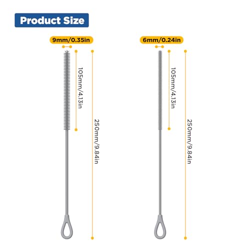 YOTIME Silicone Straw Cleaner Brush, 2Pcs Reusable Straw Brush Extra Long for Cleaning Tumbler with Handle and Glass Metal Smoothie Straws, Non-slip Handle Soft and Bendable, 6mm+9mm, Gray - color: Gray