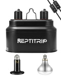 REPTITRIP Dual Reptile Light Fixture with 100W Full Spectrum UVA UVB Light Bulb & 100W Nighttime Ceramic Heat Emitter, 2 Independent Switches, Reptile UVA UVB Heat Combo Pack - size: ST4