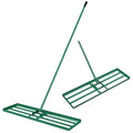 Goplus Lawn Leveling Rake, 36" x 10" Heavy Duty Level Lawn Tool w/ Ergonomic Handle for Soil, Effort-Saving Landscape Rake for Garden, Backyard, Golf Course, Farm, Pasture - style: 36" x 10", Green