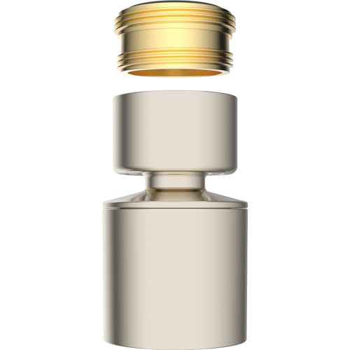 Hibbent NSF/ANSI/CAN 61 Certified Faucet Aerator, 360° Swivel Kitchen Sink Aerator, CUPC Certification 2-Flow Sink Sprayer Attachement, Faucet Replacement Part 55/64 Inch Female Thread, Brushed Nickel - color: Brushed Nickel, style: Classic 360 Degree Fau