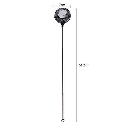 Zerodis Fish Tank Landing Net Fish Tank Cleaning Tools Adjustable from 16Cm to 44Cm with Hanging for Aquarium Shrimp Square Round Landing Net Telescopic - size: Round
